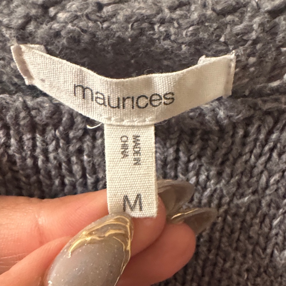 Maurices Charcoal Dot Pattern Crew Neck Sweater - Picture 2 of 7